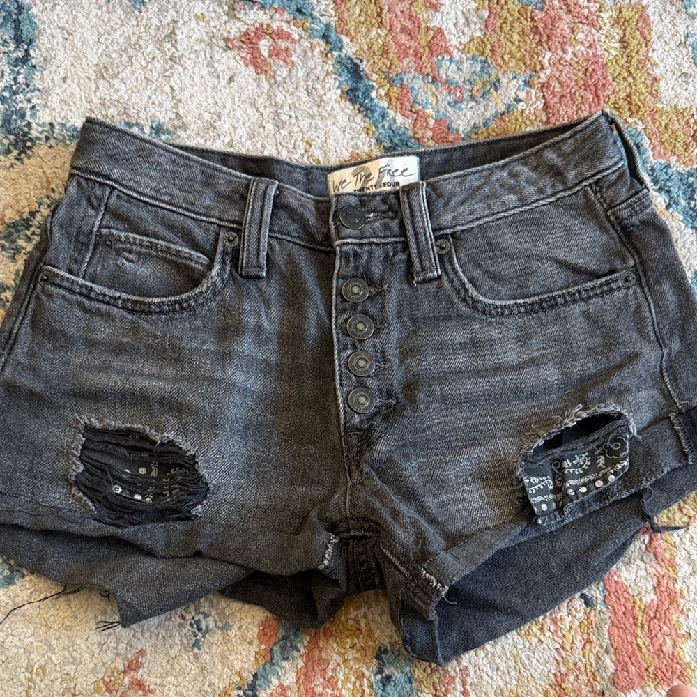 We The Free Dark Gray Jean Shorts